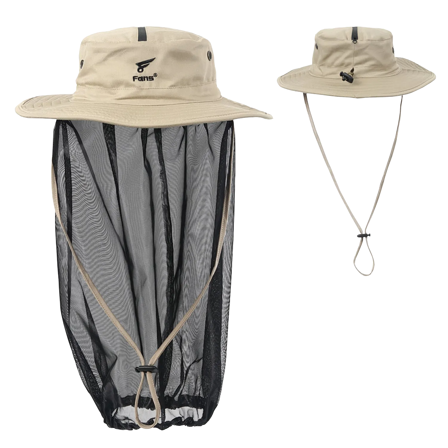 Waterproof Fishing Hat with Removable Head Net, Khaki