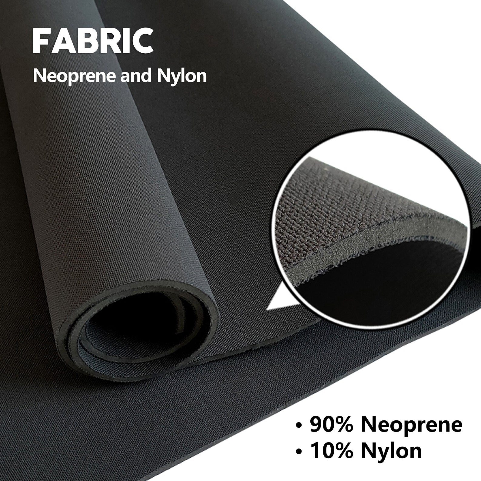 fabric： 90% neoprene and 10% nylon