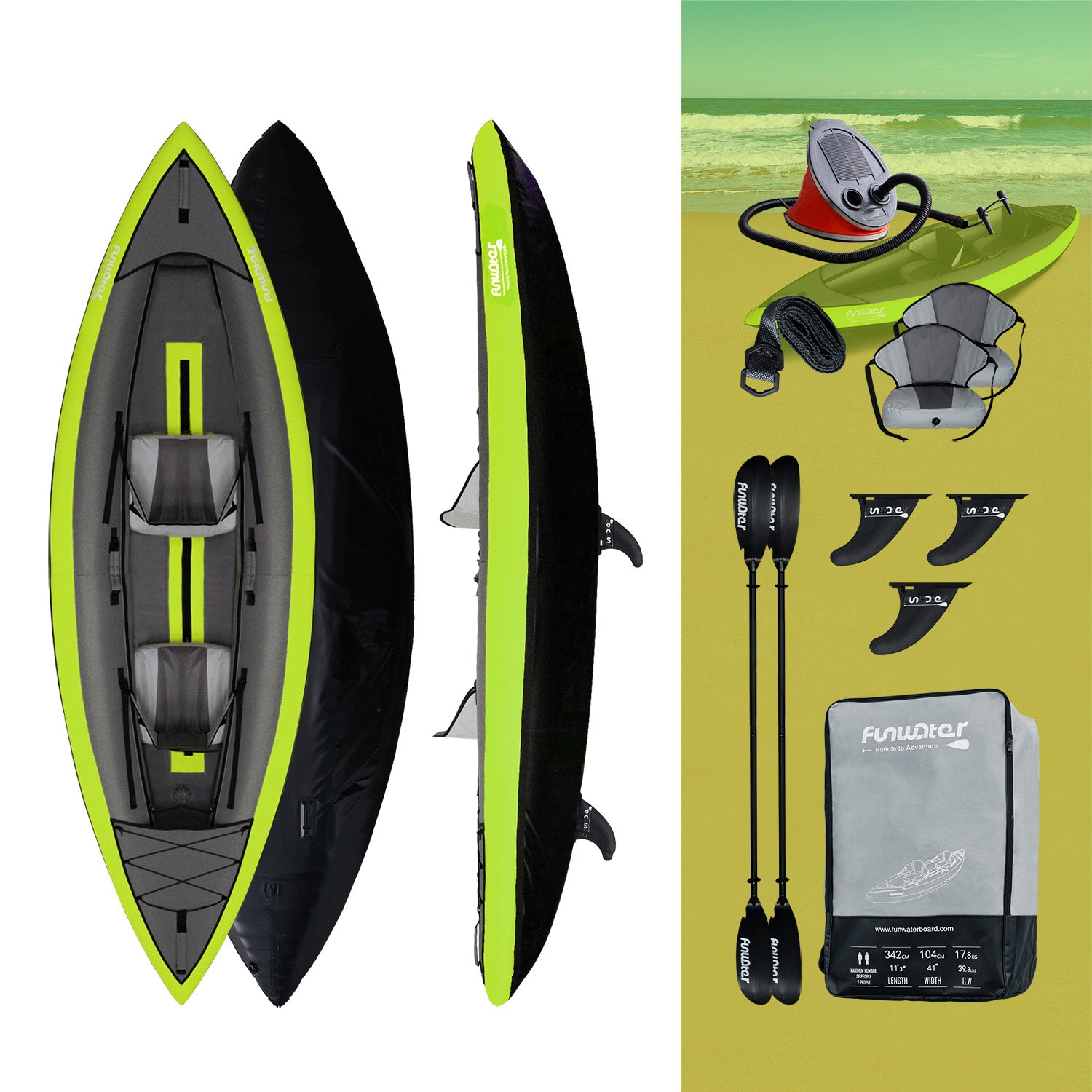2 Person Inflatable Kayak Roamer 11'