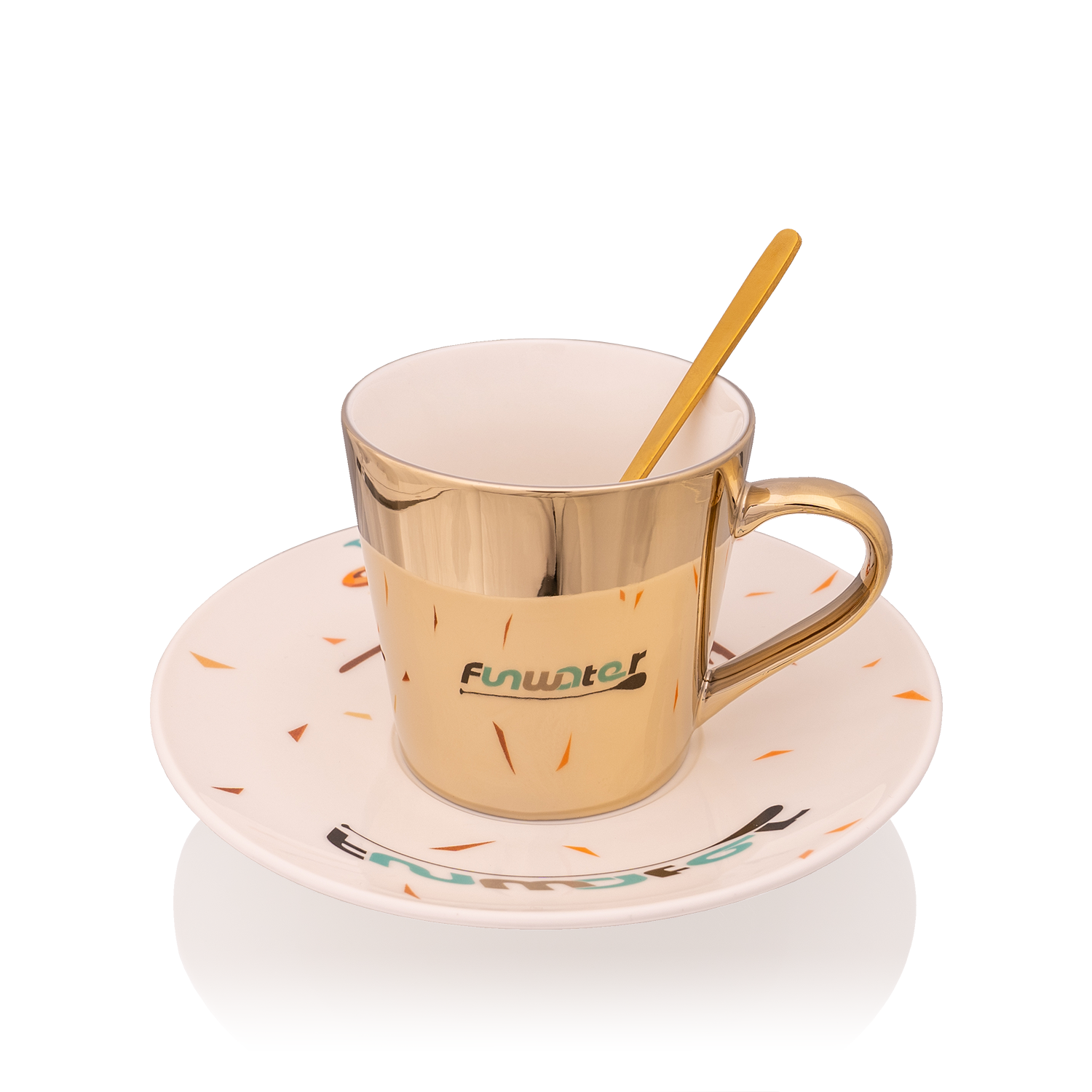 Ceramic Teacup Saucer Set Metal Spoon