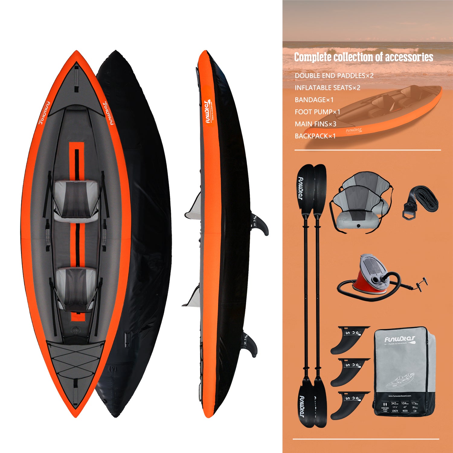 ROAMER 11' INFLATABLE KAYAK and accessories