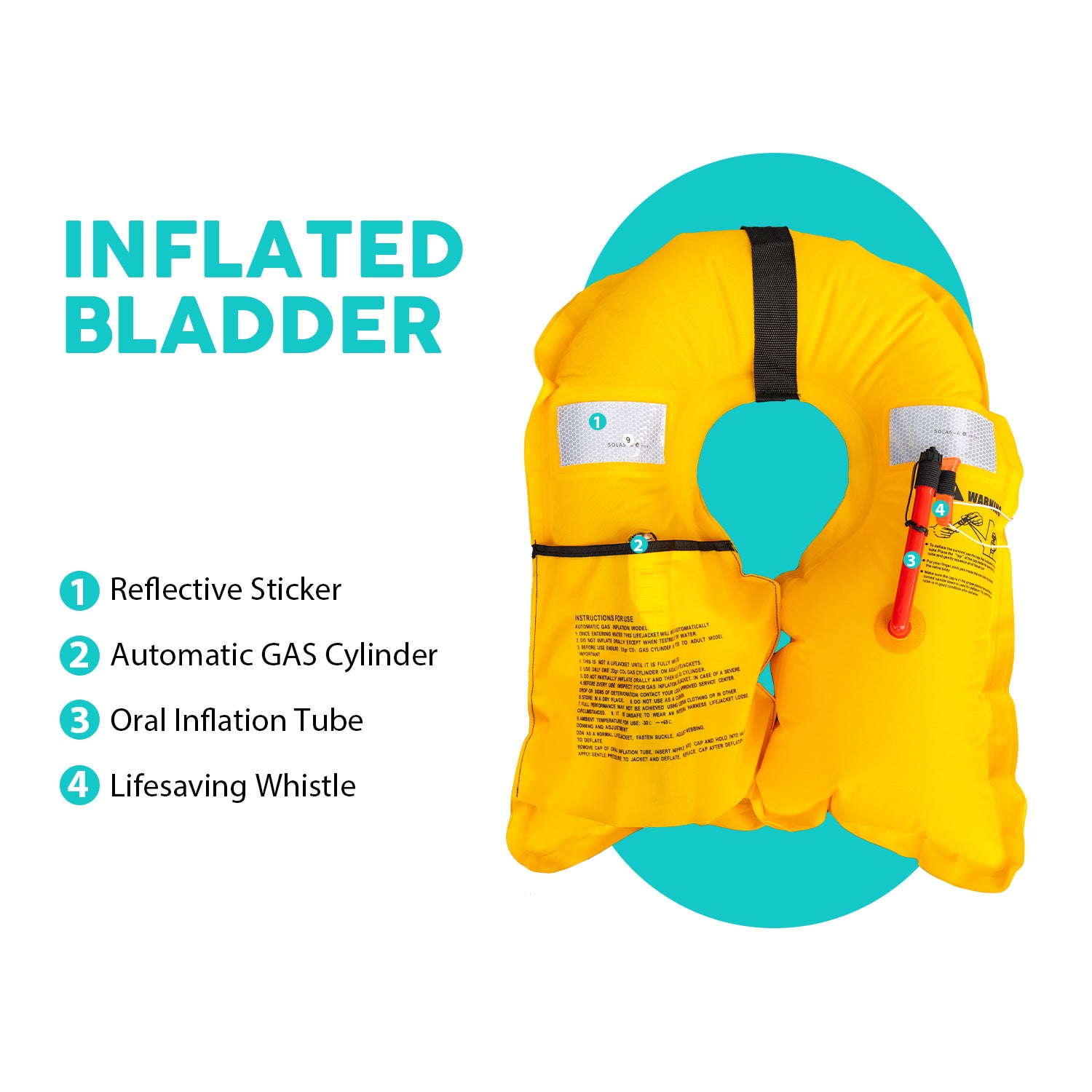 Funwater inflatable life jacket has automatic GAS cylinder