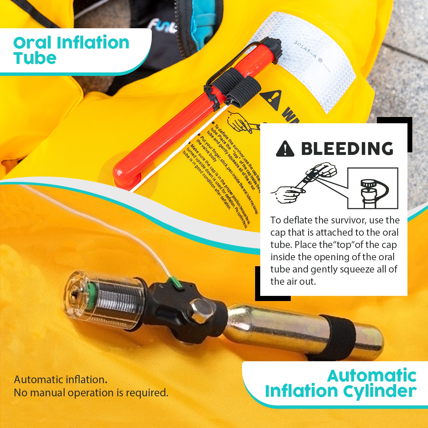 Funwater inflatable life jacket is automatic inflation.