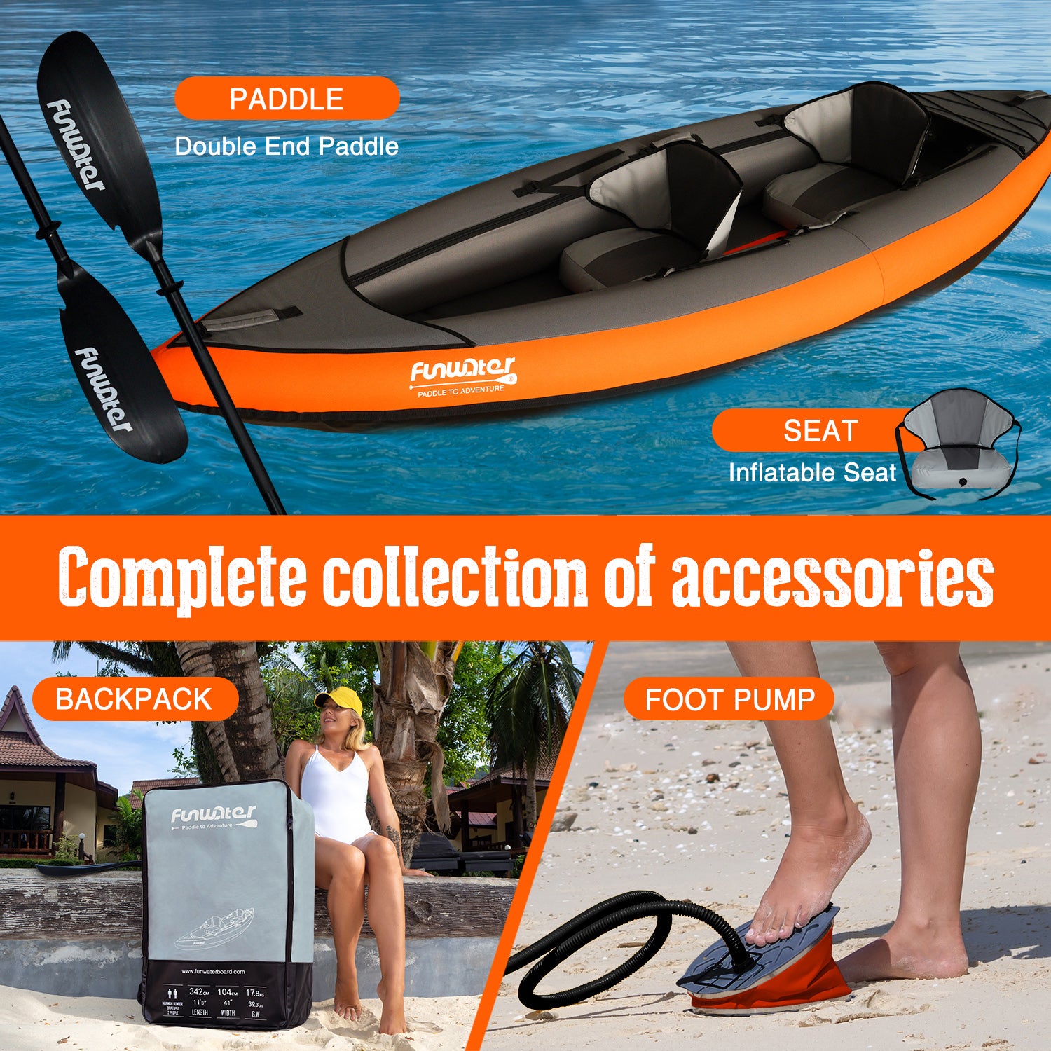 2 Person Inflatable Kayak Roamer 11'