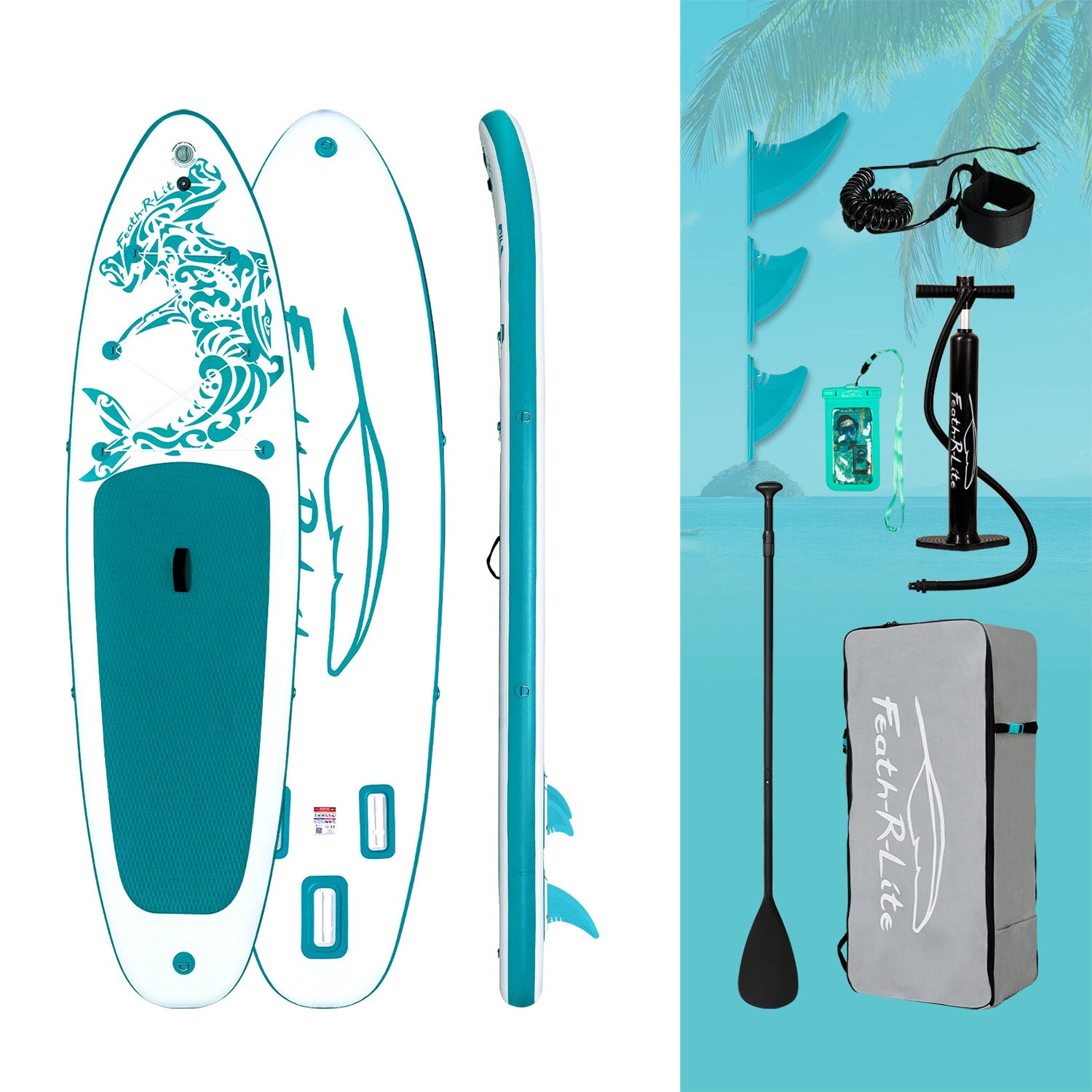 Courage 10.6ft iSUP white with its accessories