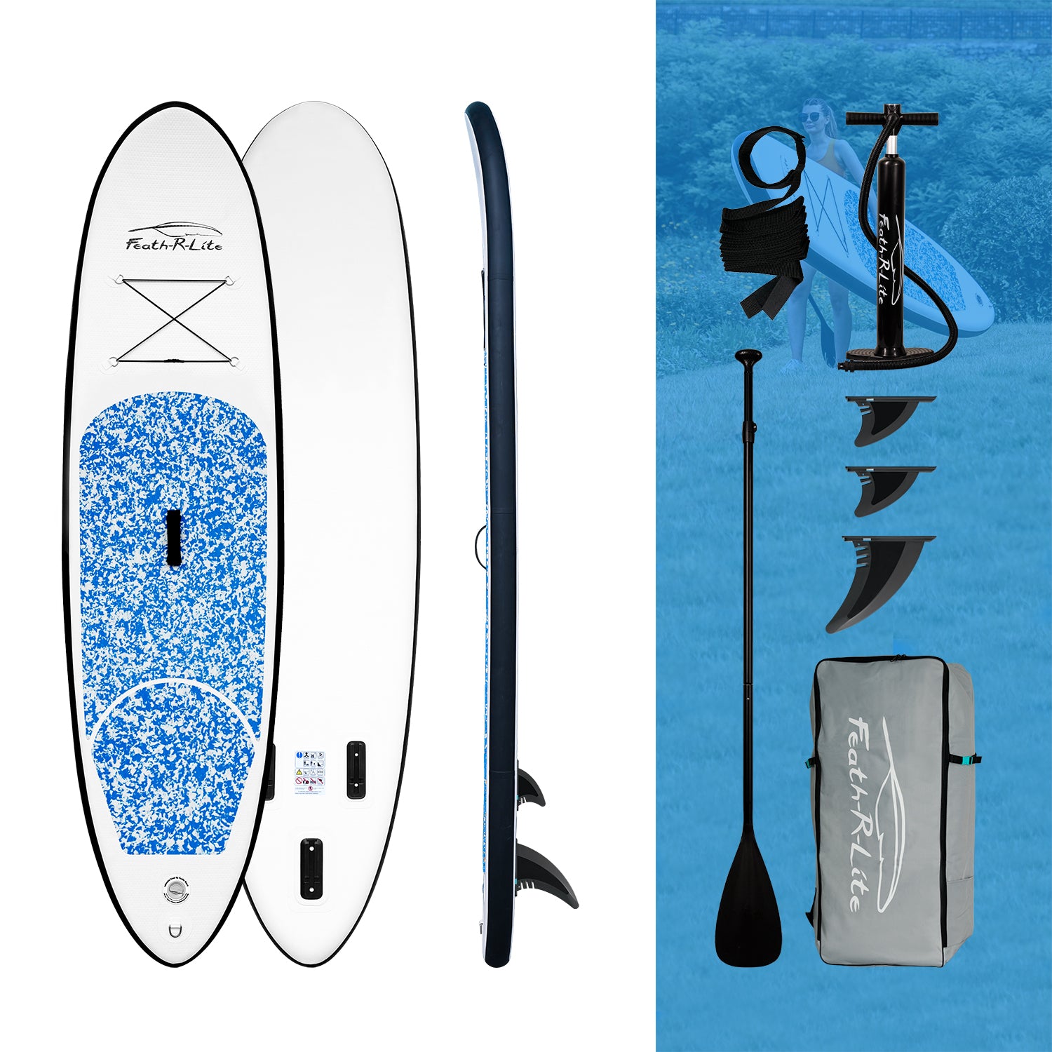 Feath-r-lite inflatable stand up paddle board camouflage 10' and accessories