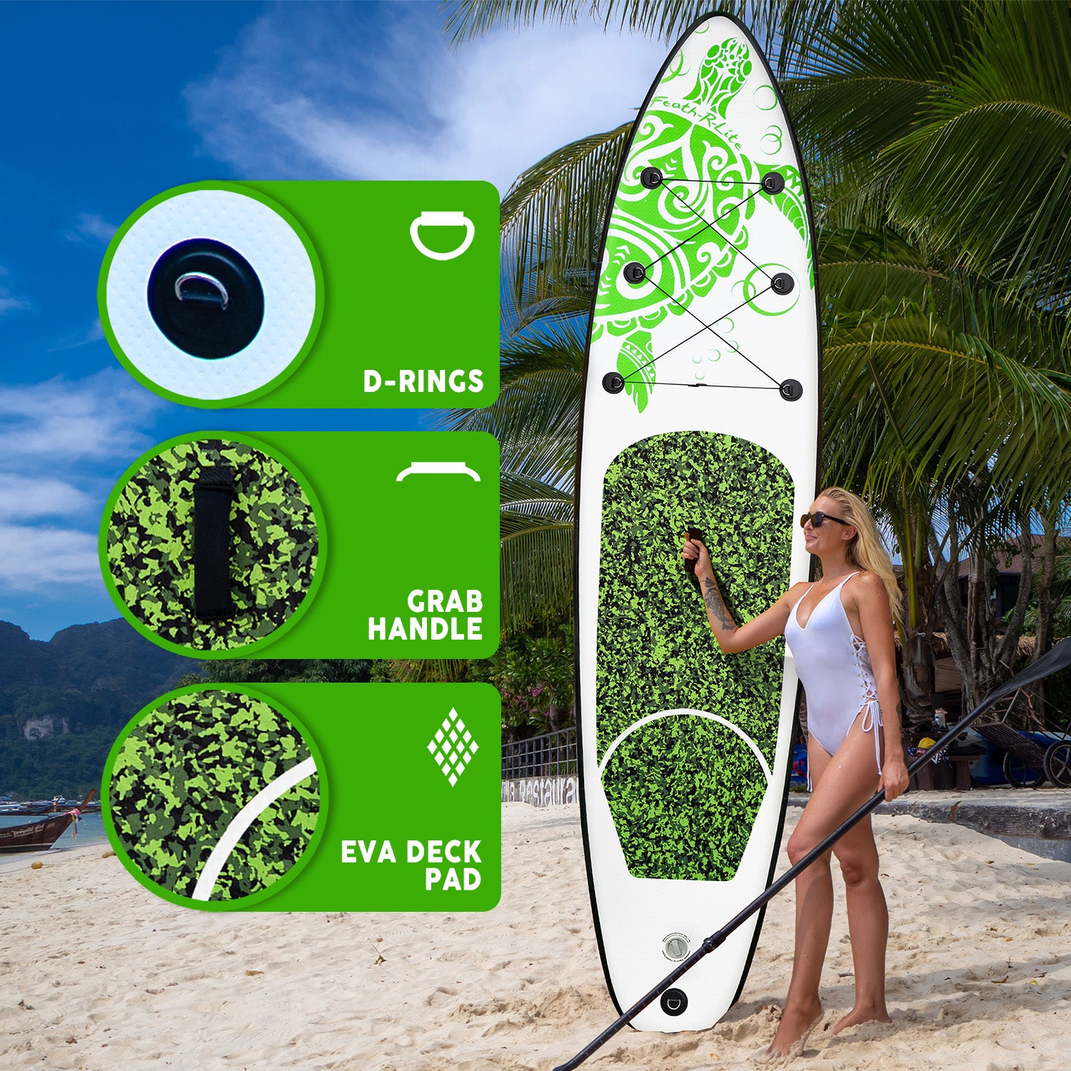 FEATH-R-LITE NOMADS inflatable paddle board for sale has grab handle to carry