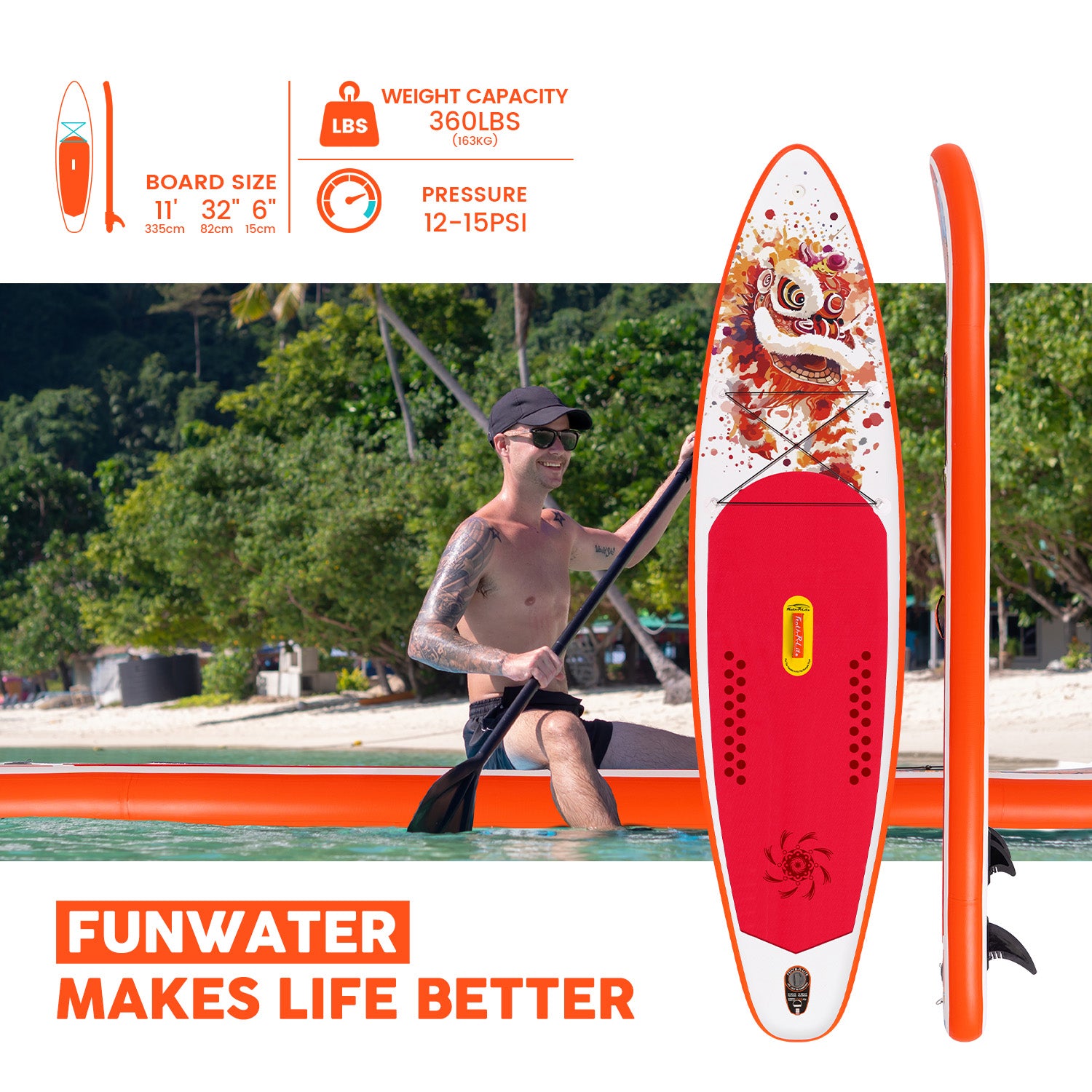 LionFire Touring Inflatable Paddle Board – Lightweight, Fast & Stable SUP
