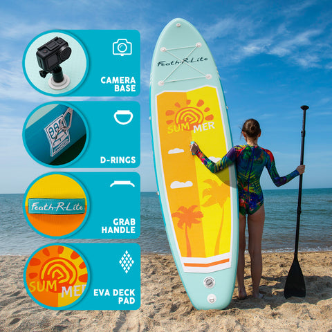 FEATH-R-LITE SUMMER 11' SUP for adults has camera base,grab handle and EVA deck pad