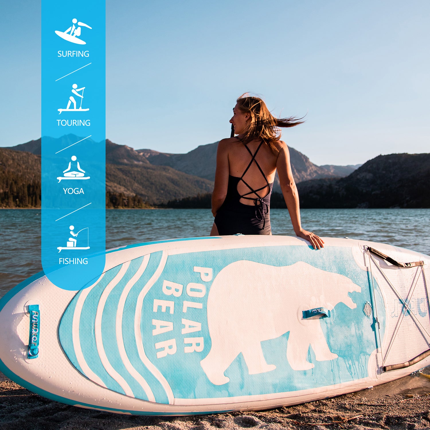 FUNWATER all-around paddle board POLAR BEAR is suitable for surfing, touring, yoga and fishing