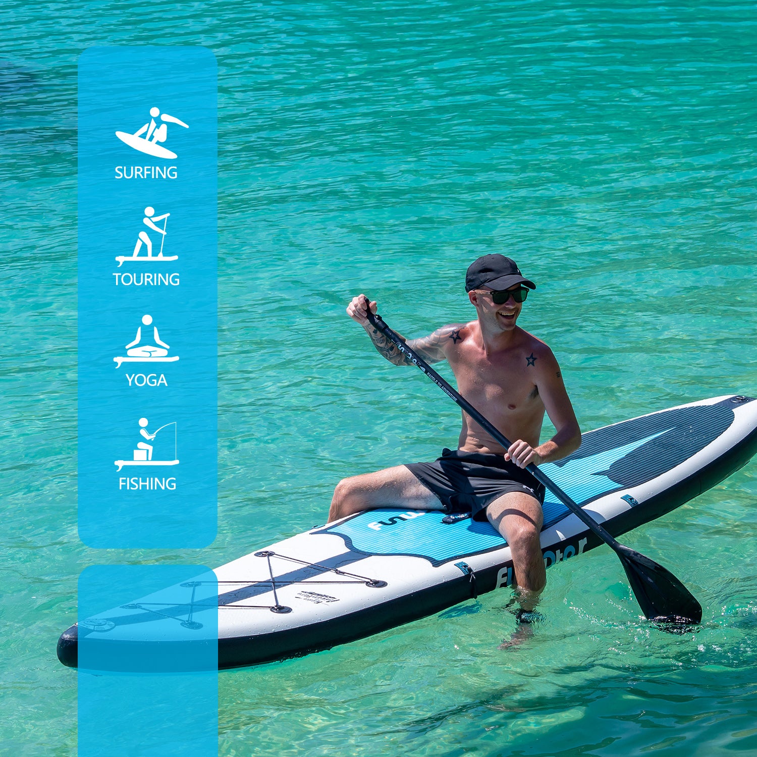 FUNWATER MANTA RAT all-around paddle board is suitable for surfing, yoga, fishing and touring