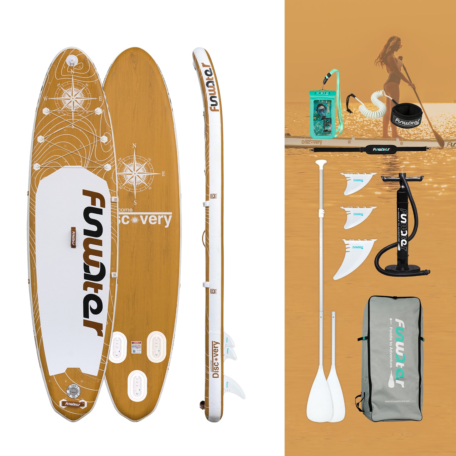 Funwater inflatable paddle board Discovery 11 foot and accessories