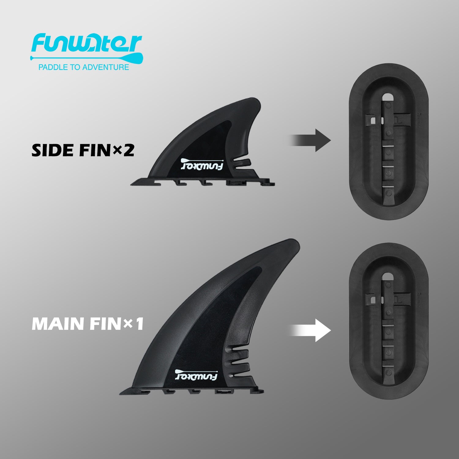1 Main Fin and 2 Side Fin Set for Groove Base