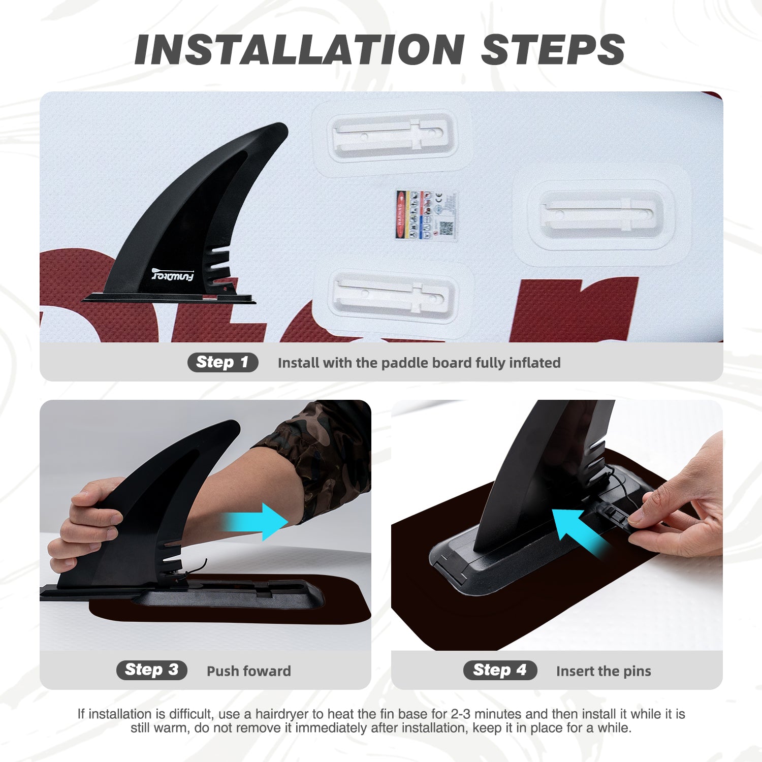 1 Main Fin and 2 Side Fin Set for Flat Base