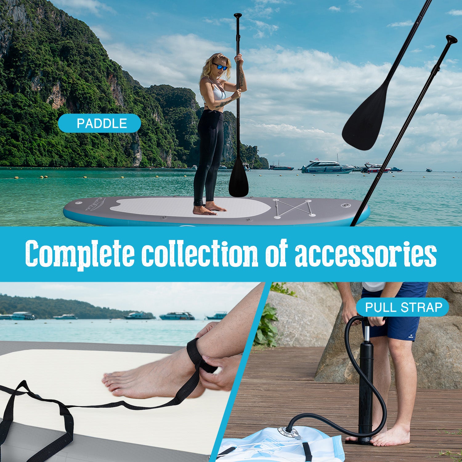 Feath-r-lite Feather 11' stand up paddle board inflatable accessories include paddle, pump, backpack and etc.