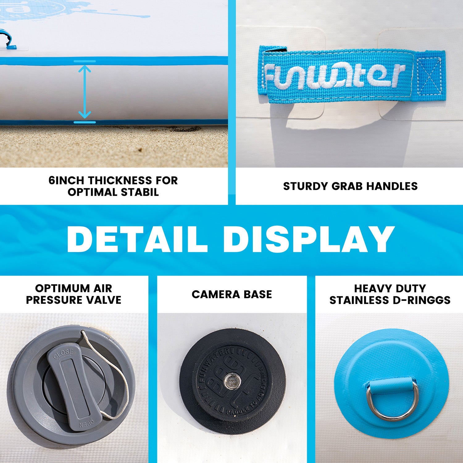 Funwater inflatable floating dock is 6 inch thickness for optimal stable