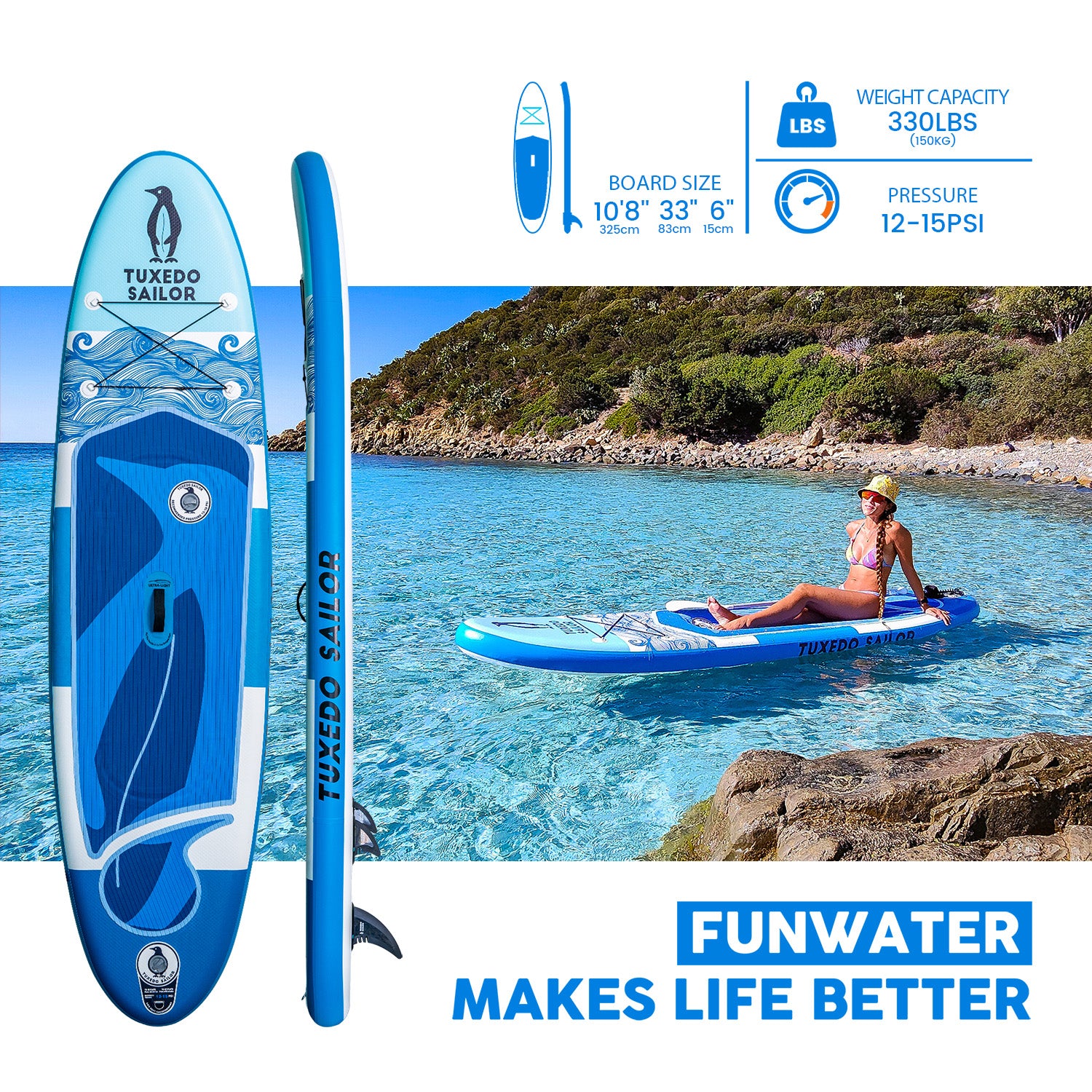 SANVU Blue 10'8" Inflatable Stand Up Paddle Board for Sale
