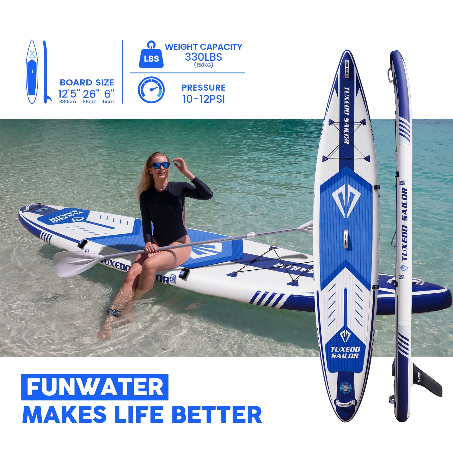 Warrior Inflatable Stand Up Paddle Board is 12‘5