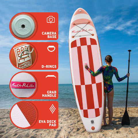 The surface of wave rider lightweight inflatable paddleboard include srong bungees,D-ring and EVA beck pad