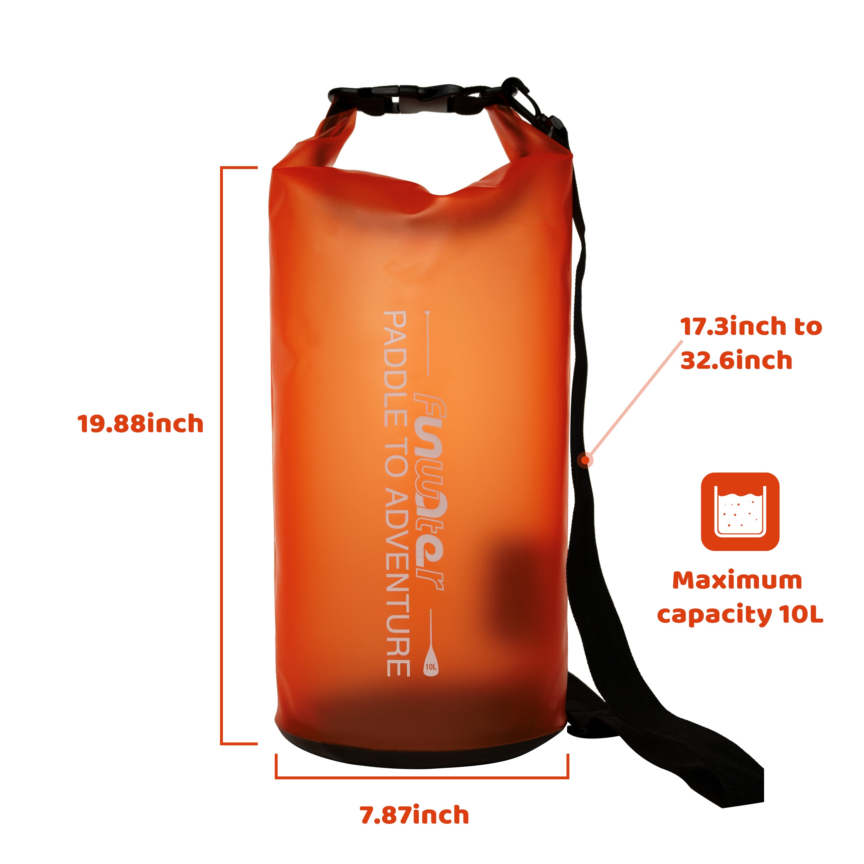 FunWater Waterproof Dry Bag for Women Men, 10L Roll Top Lightweight Dry Storage Bag for Travel, Swimming, Boating, Kayaking, Camping and Beach