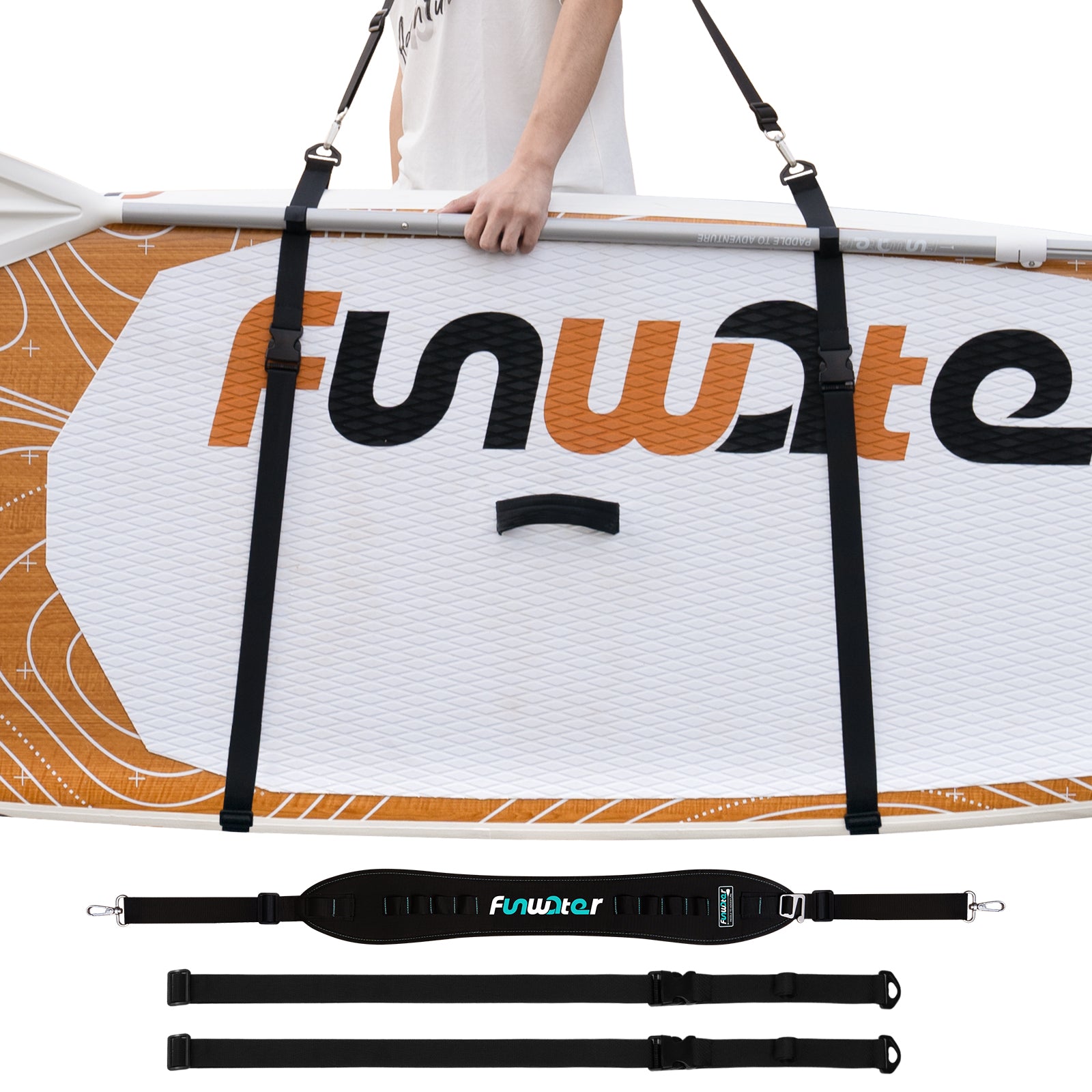 FunWater Paddle Board Carry Strap SUP Harness Adjustable Multi-Usage Shoulder Support Strengthen Buckle System for Paddle Board, Surfboard, SUP, Kayak, Canoe,Longboard Accessories