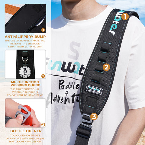 the use of non-slip material prevents the shoulder strap from slipping off the multifunctional webbing buckle is convenience to hang items you can enjoy drinks at anytime with the unique bottle opening design