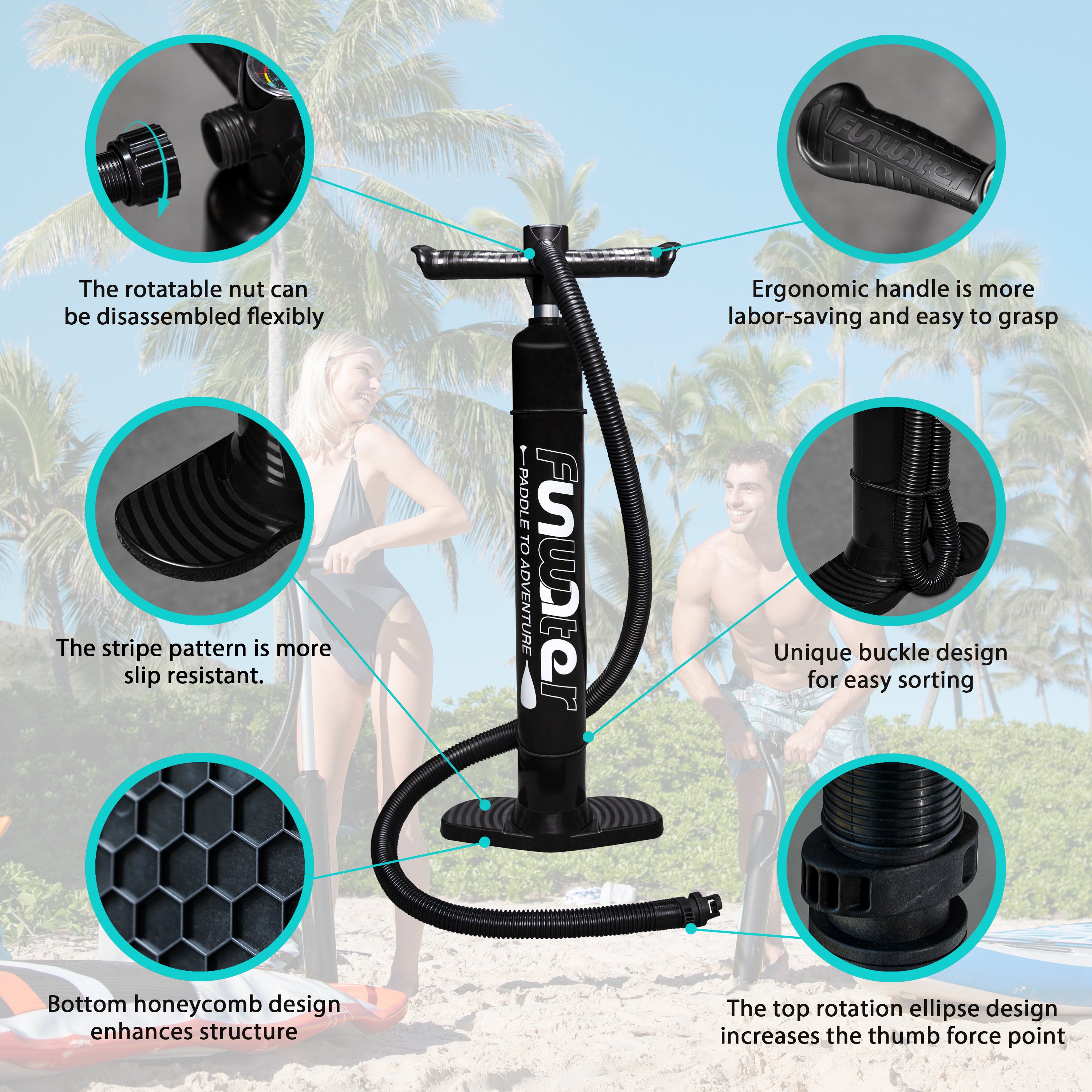 funwater stand up paddle board accessory pump sport leisure black