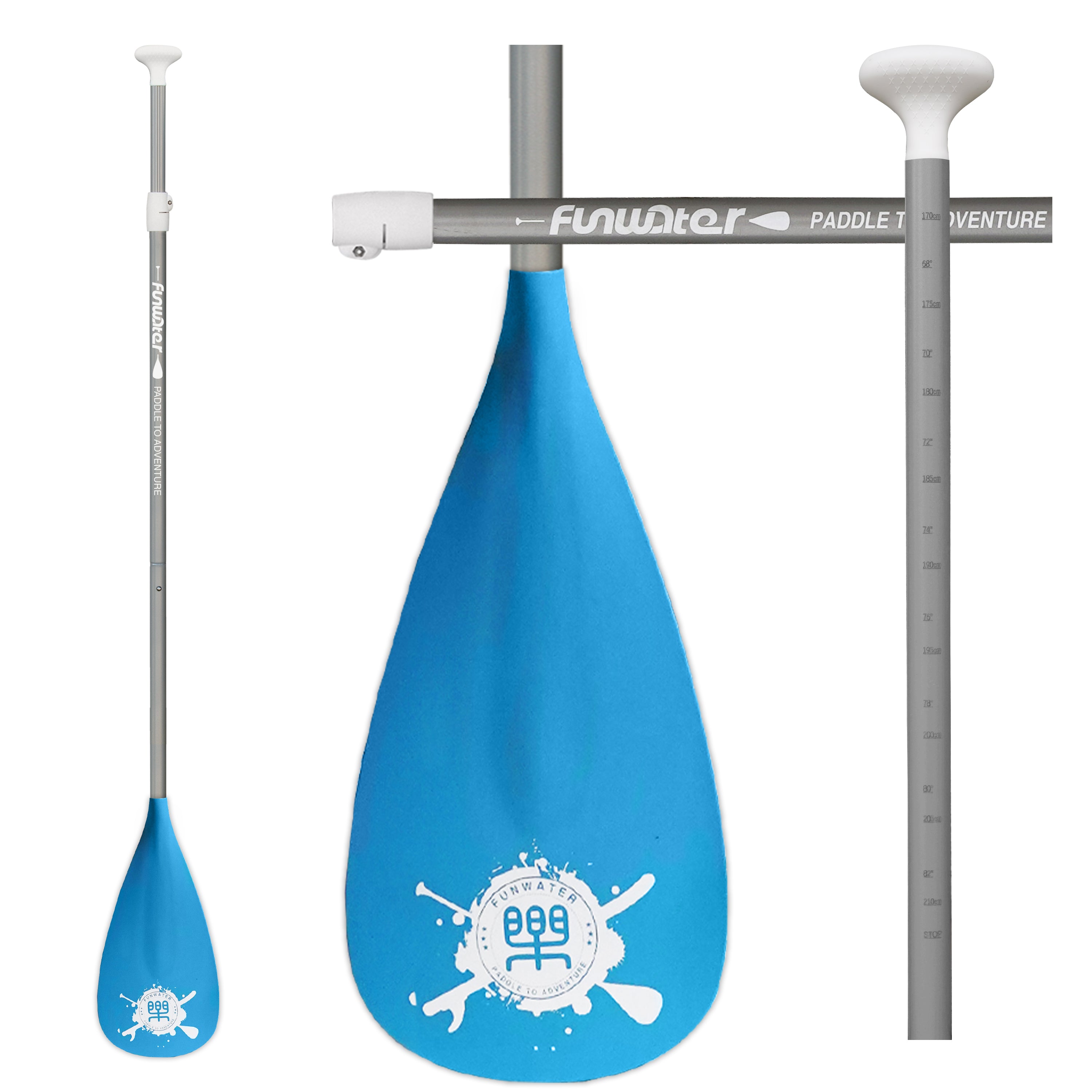 FunWater SUP Paddles - Adjustable Stand Up Paddle 3 Piece Floating Alloy Portable Paddle Board Paddles - Lightweight & Floating oars - Durable and Packable - Efficient Padding