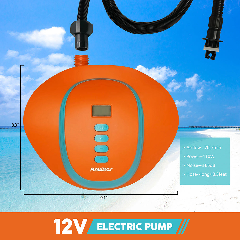 Funwater electric air pump has a maximum speed of 70L/min, you can inflate your device faster and enjoy your water trip in no time